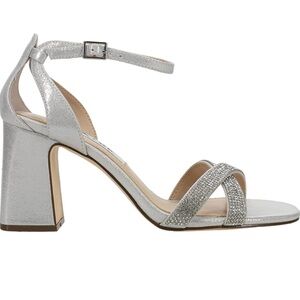Nina Silver Strappy Block Heels